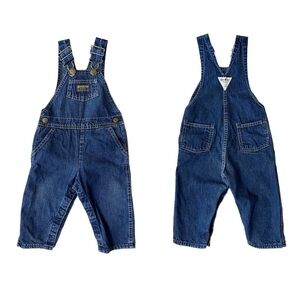 Vintage 1990s Osh Kosh b’Gosh Boys Blue Denim Snap Closure Overalls 24mos USA